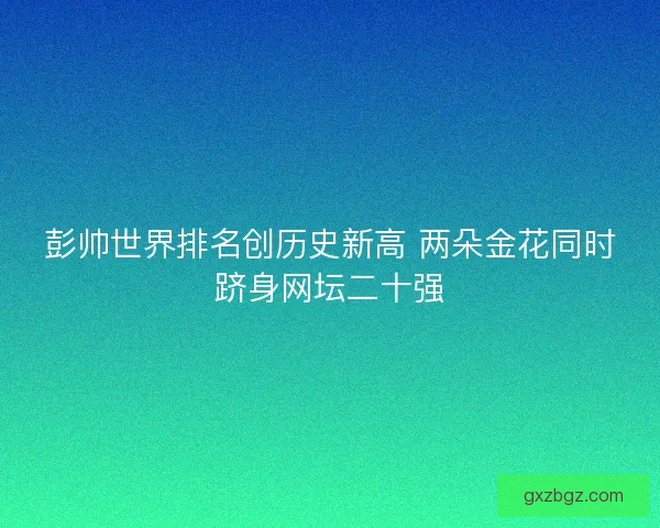彭帅世界排名创历史新高 两朵金花同时跻身网坛二十强 彭帅世界排名创历史新高 两朵金花同时跻身网坛二十强